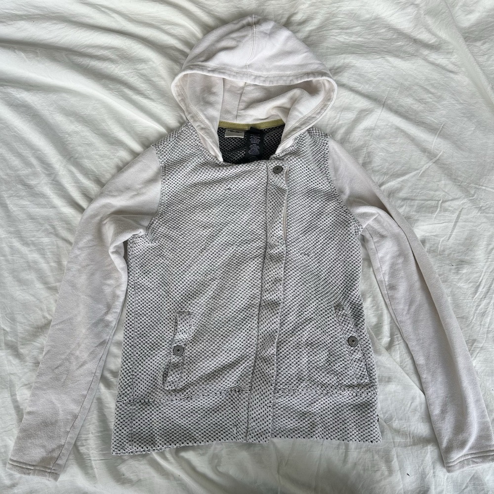 Harley-Davidson Large Layered Look Cream Color Hoodie Jacket Sweater Snap Front‎
